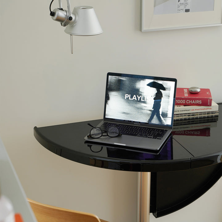 Minimalist abs steel round dining table donut in still life.