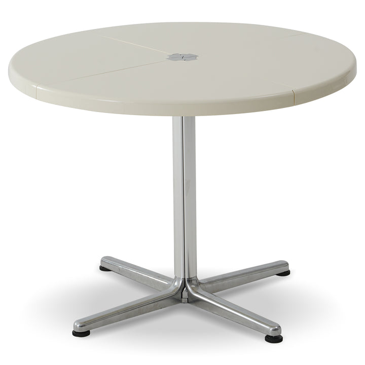Minimalist abs steel round dining table donut conceptual design.