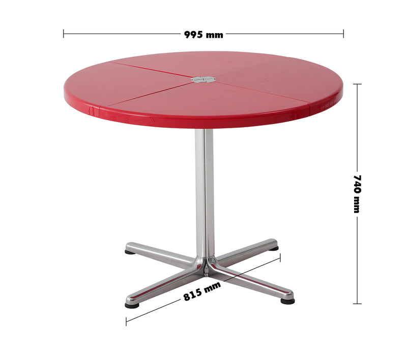 Bauhaus ABS Steel Round Dining Table DONUT Size Chart