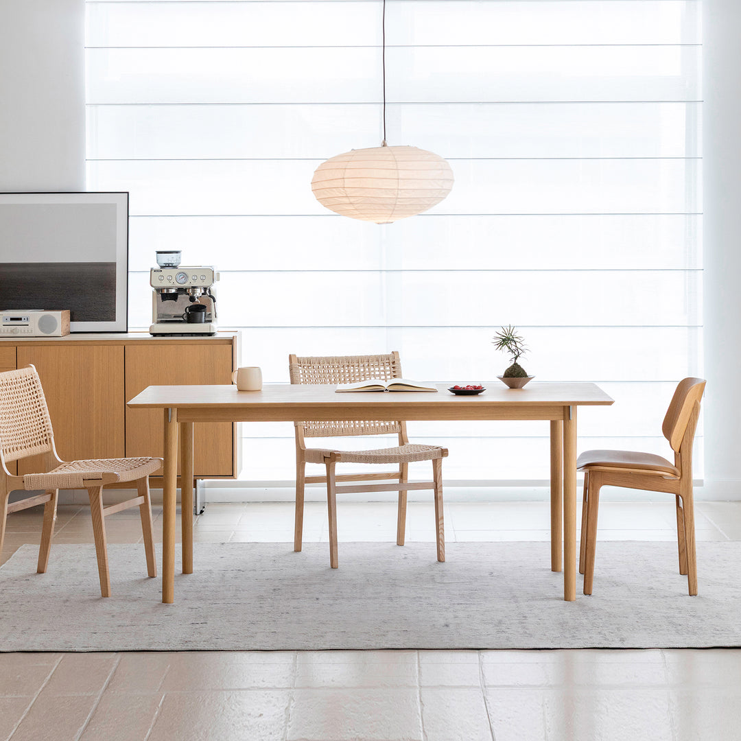Minimalist ash wood dining table borel color swatches.