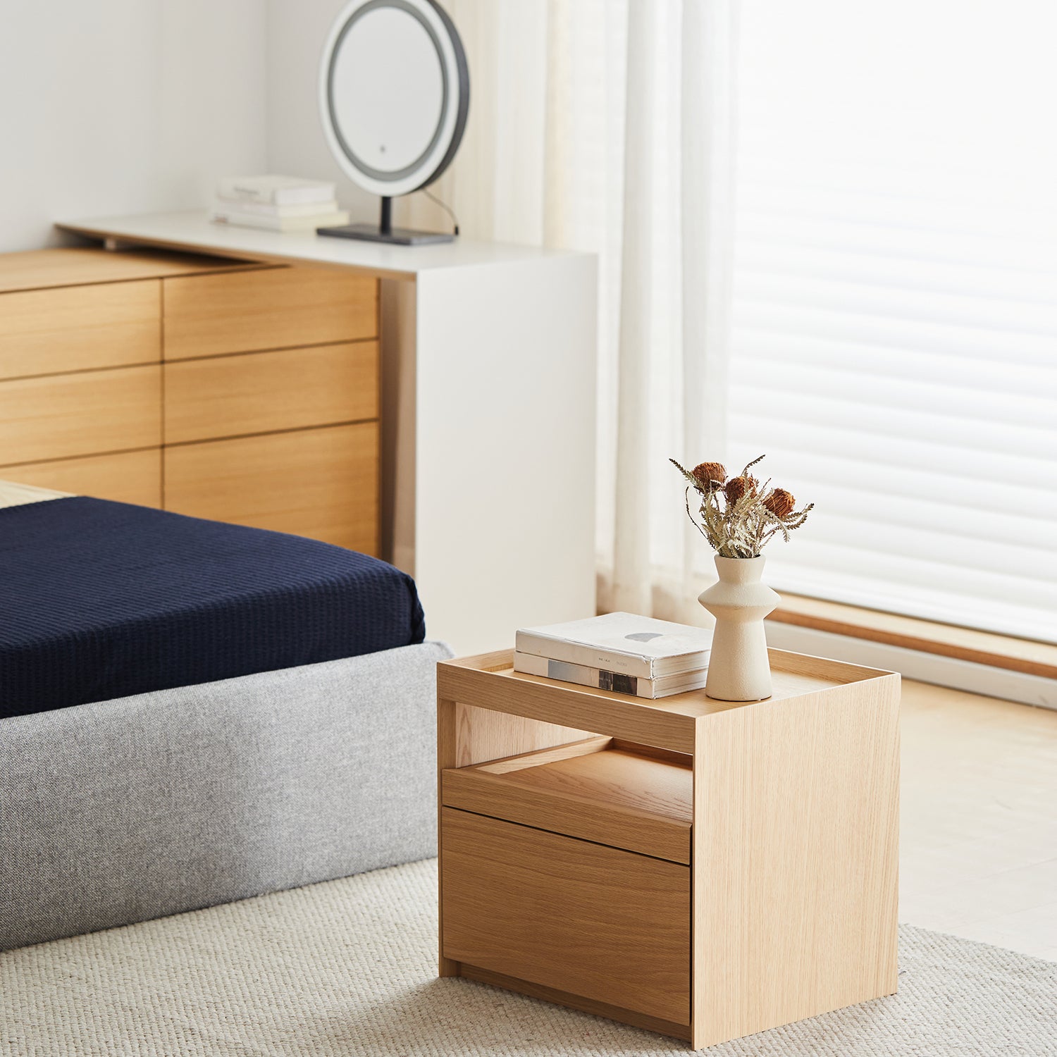 Minimalist Ash Wood Veneer Side Table CHARL – LOFT HOME