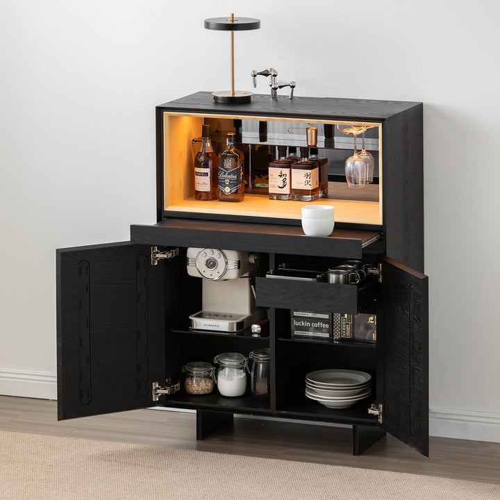 Minimalist ash wood veneer display cabinet  grid with context.