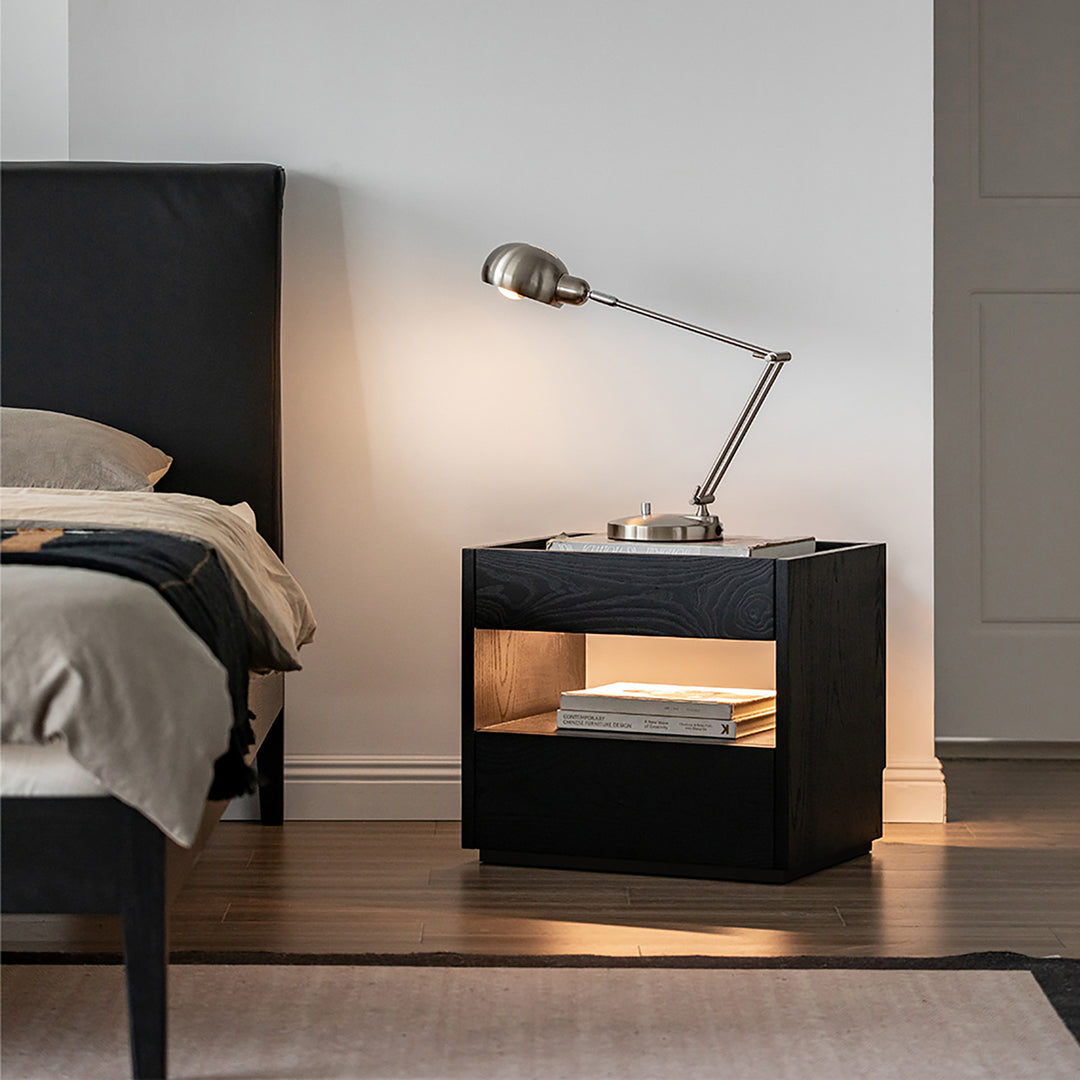 Minimalist ash wood veneer side table monk primary product view.