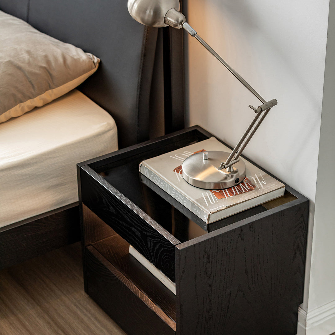 Minimalist ash wood veneer side table monk size charts.