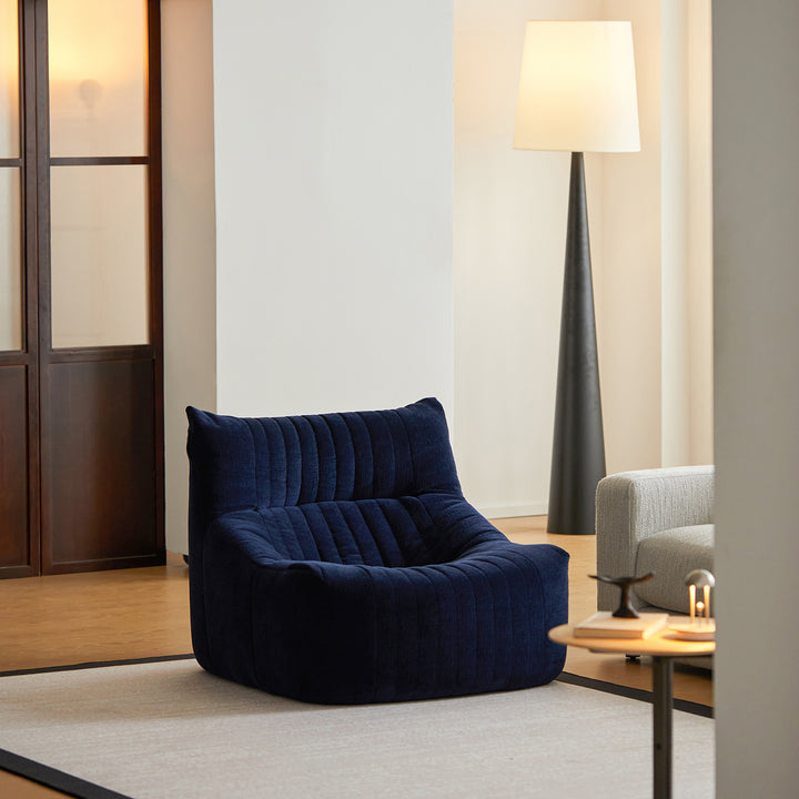 Minimalist chenille velvet fabric 1 seater sofa kait in real life style.