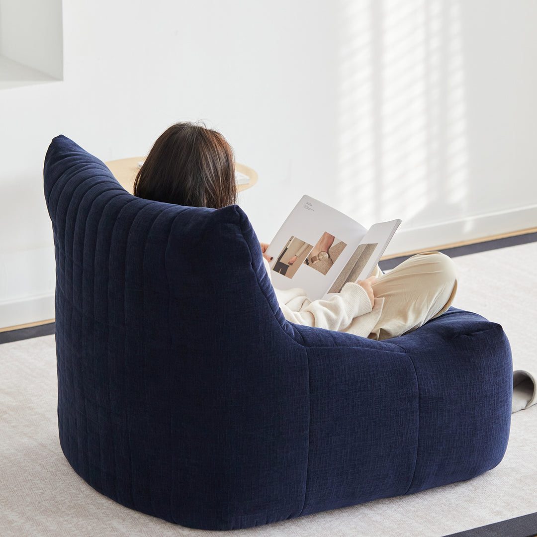 Minimalist chenille velvet fabric 1 seater sofa kait with context.