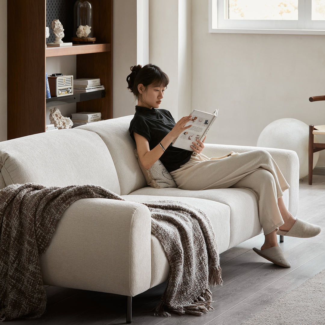 Minimalist chenille velvet fabric 2 seater sofa drift material variants.