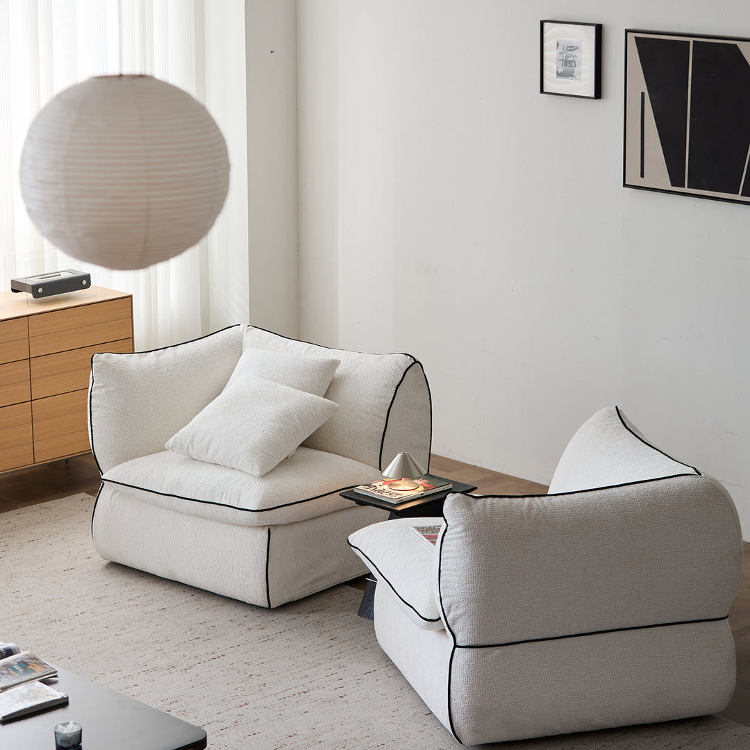 Minimalist chenille velvet fabric 3 seater sofa cloud primary product view.