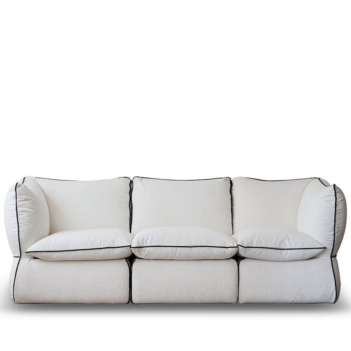 Minimalist chenille velvet fabric 3 seater sofa cloud in still life.