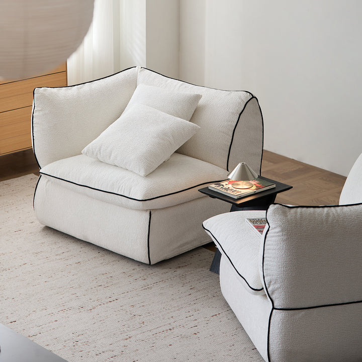 Minimalist chenille velvet fabric 3 seater sofa cloud material variants.