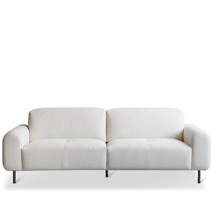 Minimalist chenille velvet fabric 3 seater sofa drift in white background.