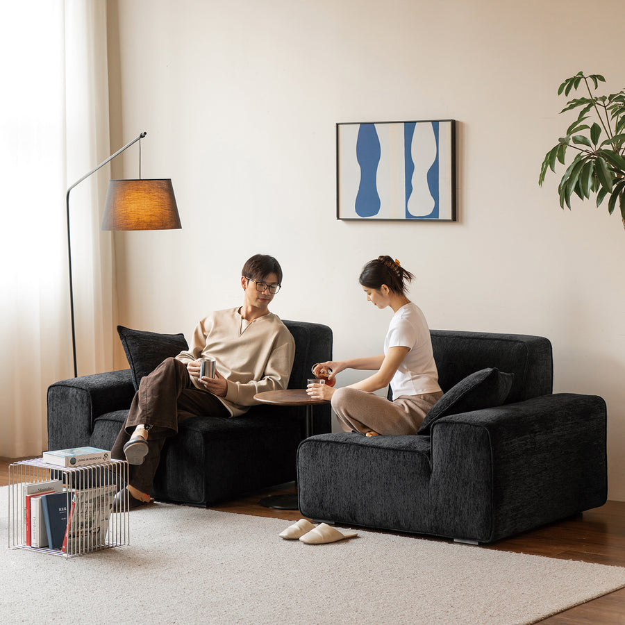 Minimalist chenille velvet fabric 3 seater sofa tufty time primary product view.