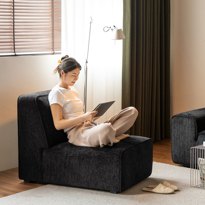 Minimalist chenille velvet fabric 3 seater sofa tufty time in details.