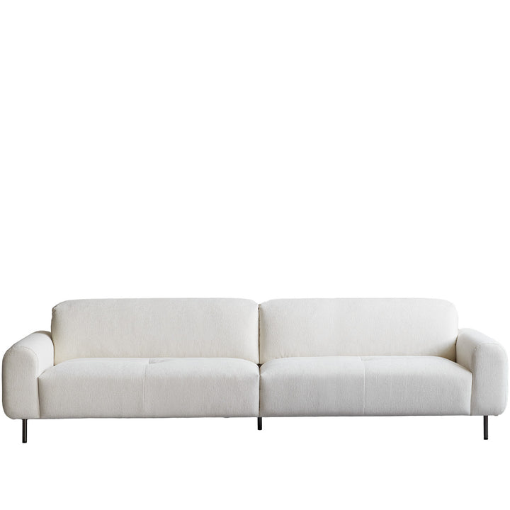 Minimalist chenille velvet fabric 4 seater sofa drift in white background.