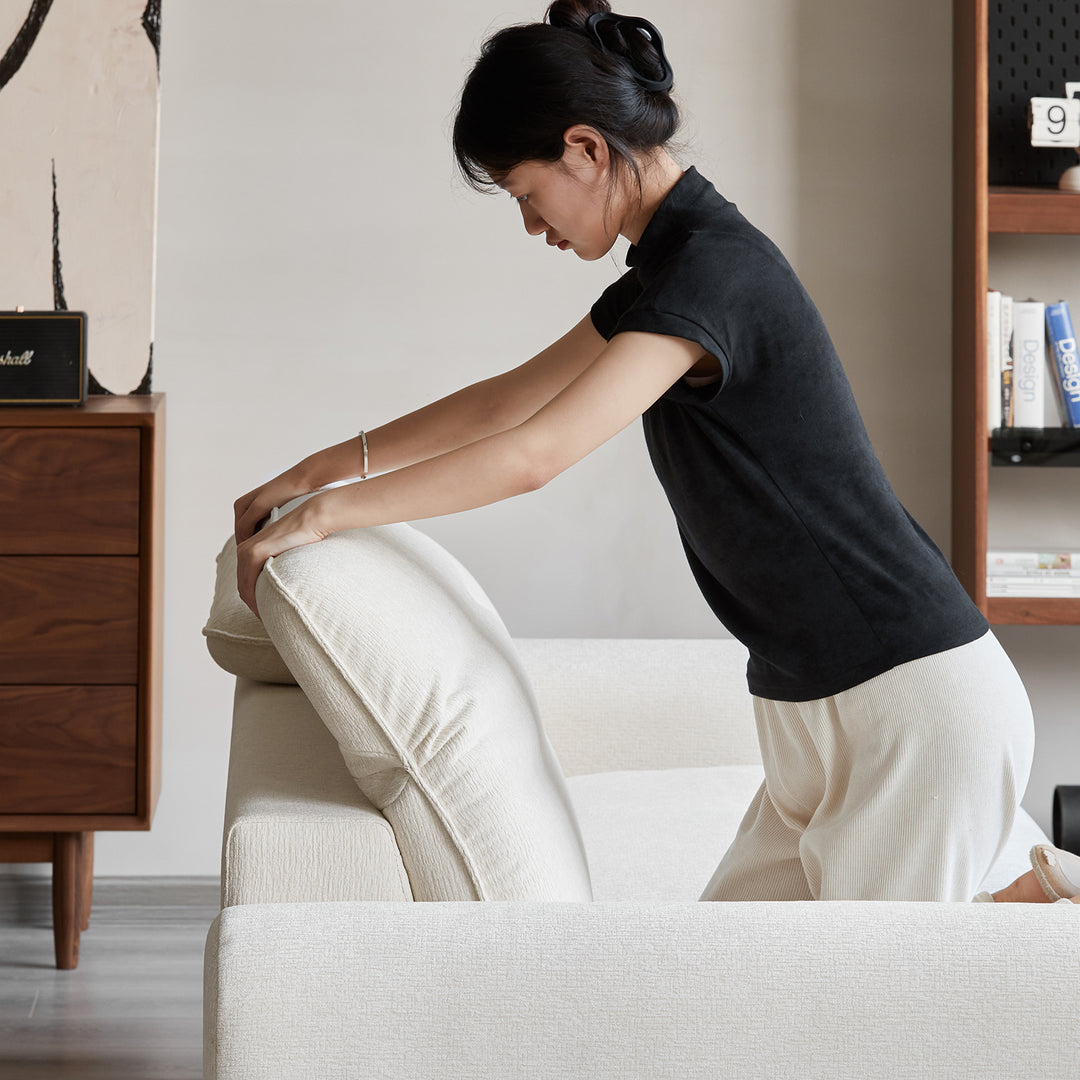 Minimalist chenille velvet fabric 4 seater sofa drift material variants.