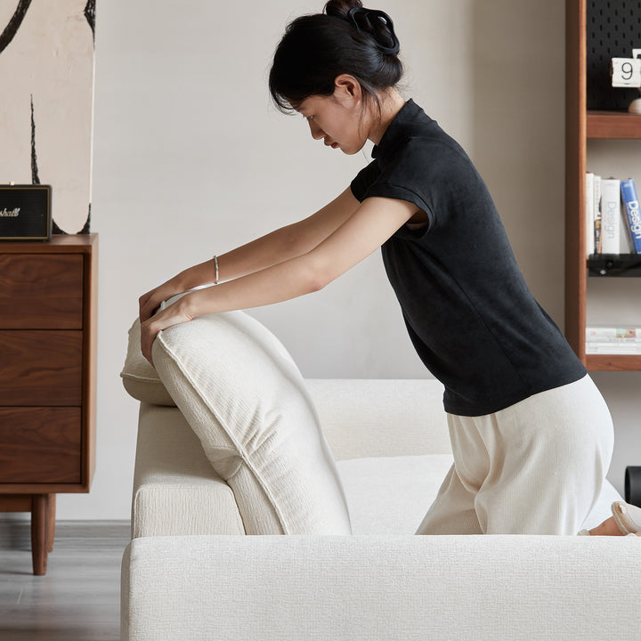 Minimalist chenille velvet fabric 4 seater sofa drift material variants.