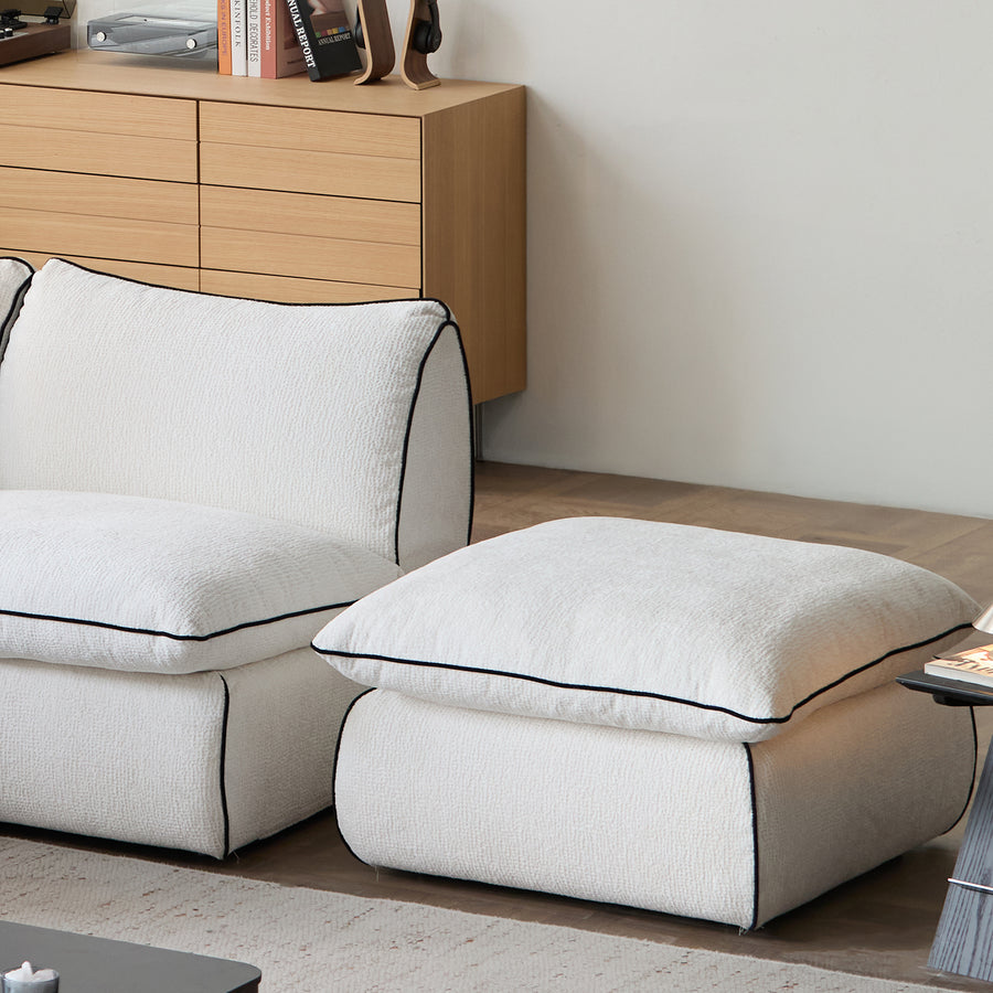 Minimalist chenille velvet fabric ottoman cloud primary product view.