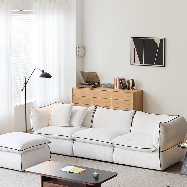 Minimalist chenille velvet fabric ottoman cloud size charts.