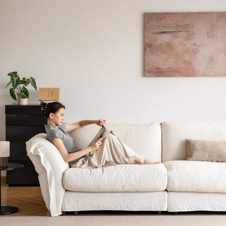 Minimalist cotton fabric 3 seater sofa blair conceptual design.