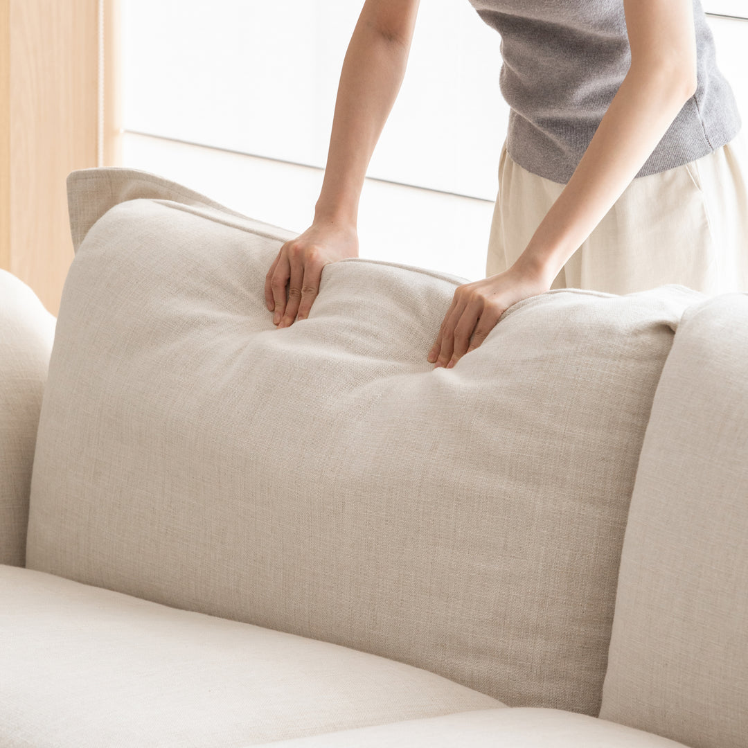 Minimalist cotton fabric 3 seater sofa blair in still life.