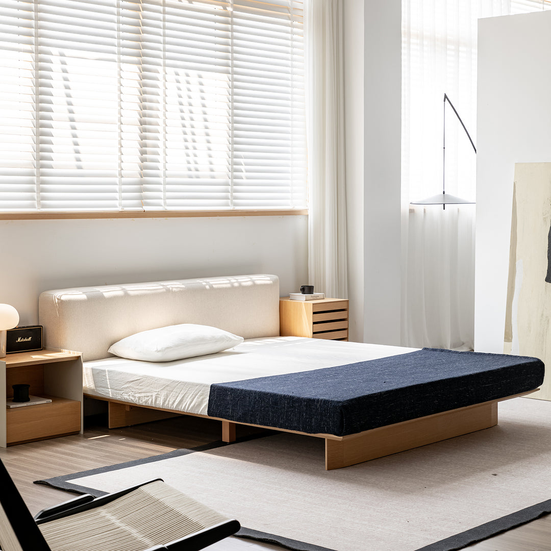 Minimalist cotton fabric ash wood veneer floating bed winter size charts.