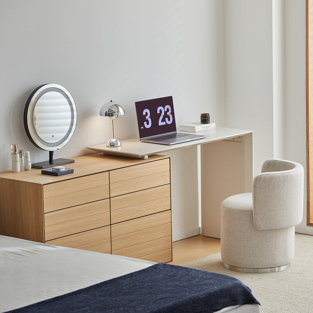 Minimalist cotton fabric dressing chair noel in panoramic view.