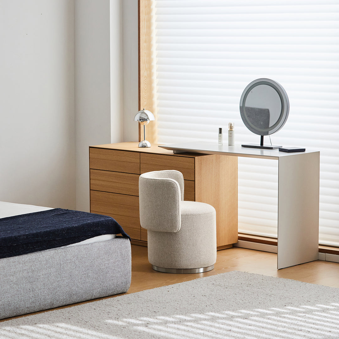 Minimalist cotton fabric dressing chair noel in real life style.