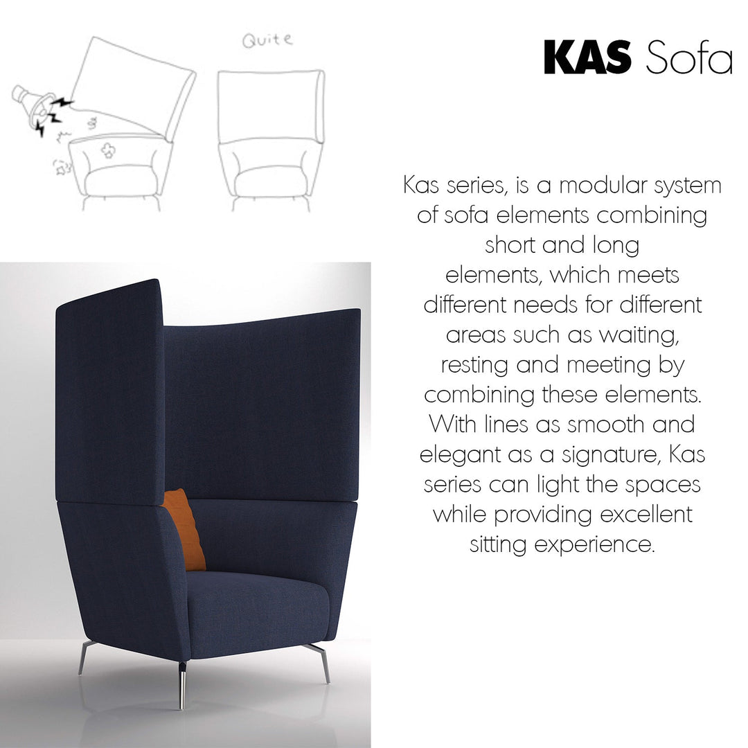 Minimalist fabric 1 seater sofa high back kas with context.