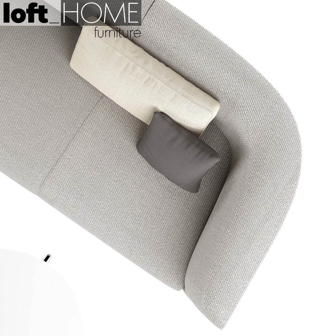 Minimalist fabric 1 seater sofa high back kas in close up details.