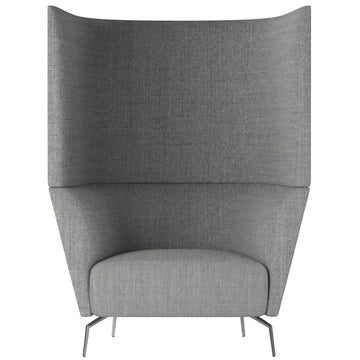 Minimalist fabric 1 seater sofa high back kas in white background.