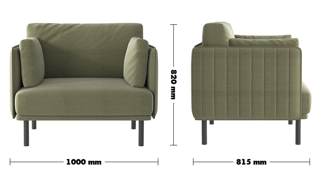 Minimalist fabric 1 seater sofa muti size charts.