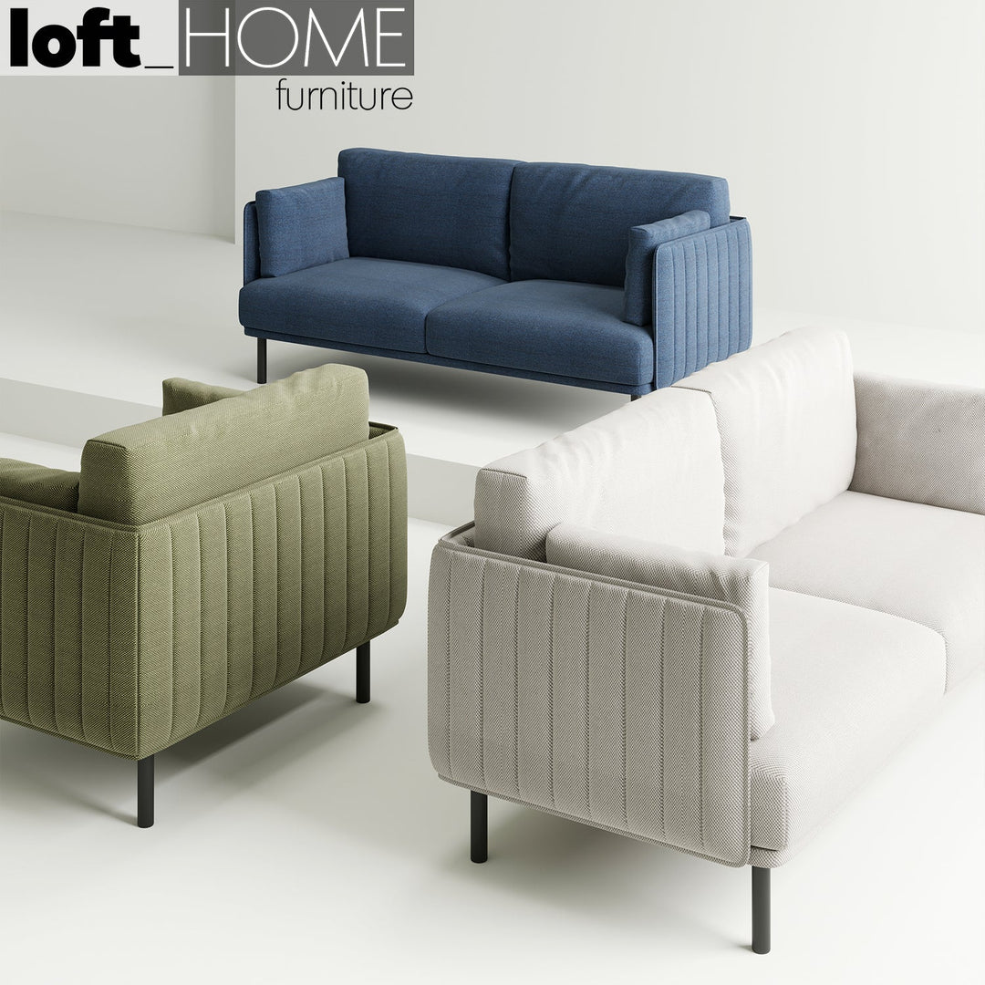 Minimalist fabric 1 seater sofa muti in close up details.