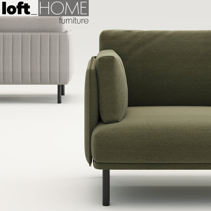 Minimalist fabric 1 seater sofa muti in panoramic view.
