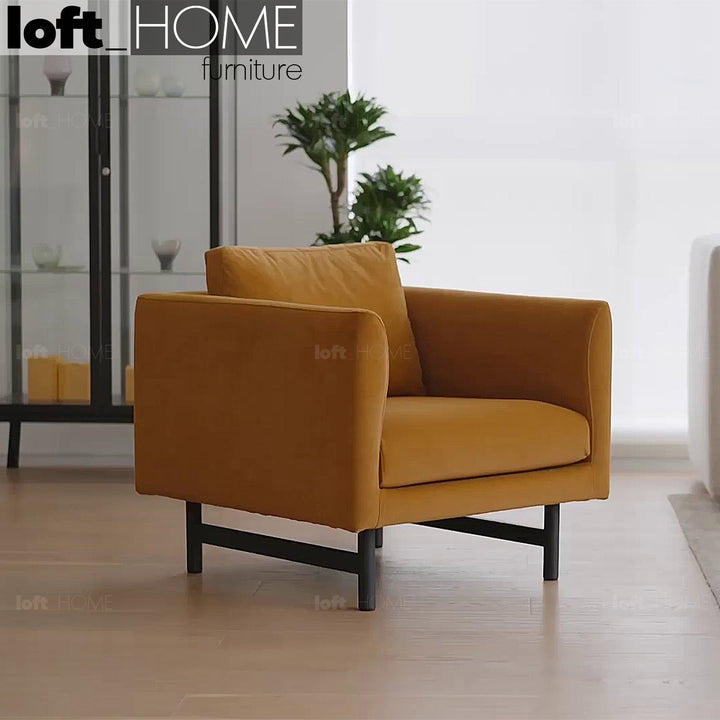 Minimalist fabric 1 seater sofa nor primary product view.