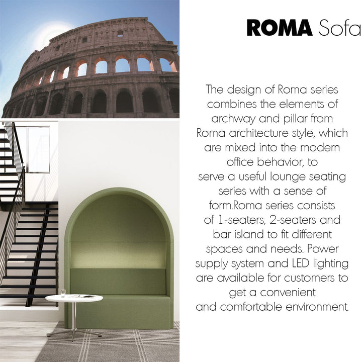 Minimalist fabric 1 seater sofa roma material variants.