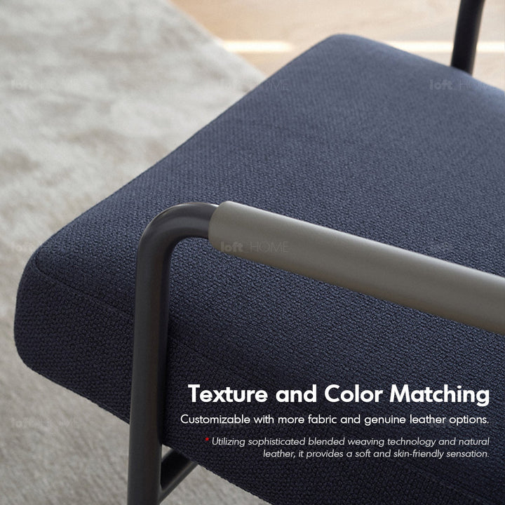 Minimalist fabric 1 seater sofa vemb in still life.