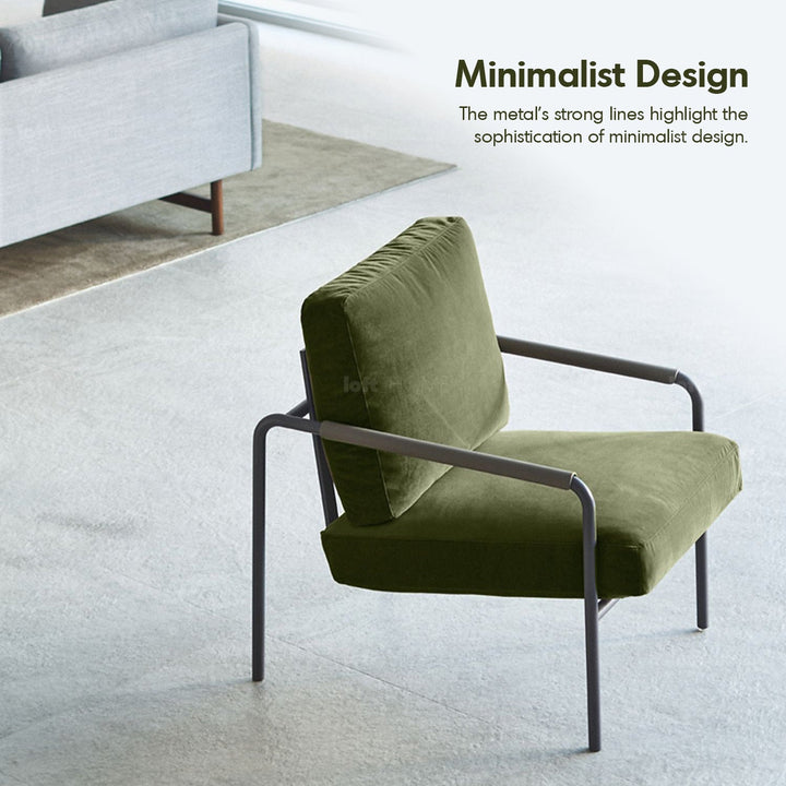 Minimalist fabric 1 seater sofa vemb in details.
