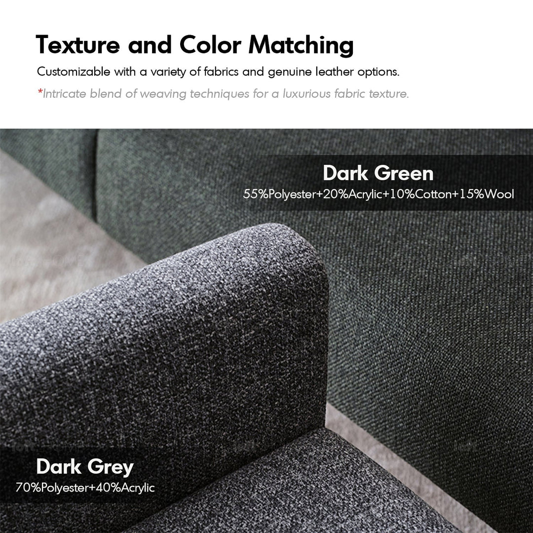 Minimalist fabric 2 seater sofa ann in still life.