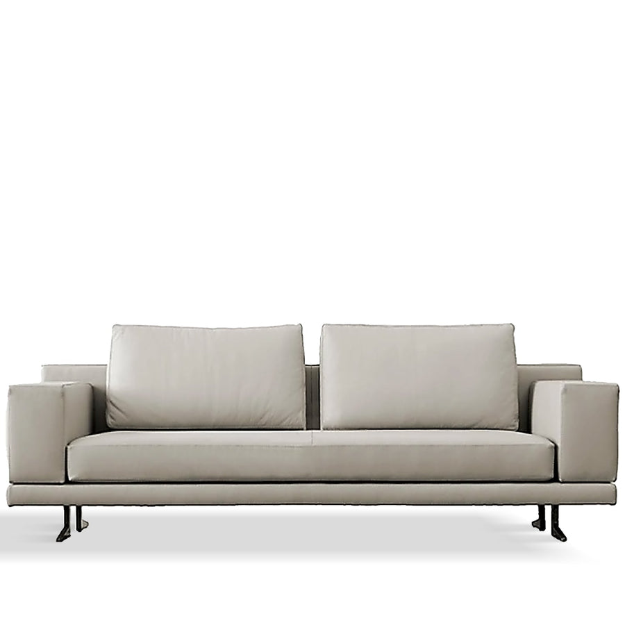 Minimalist fabric 2 seater sofa bologna in white background.