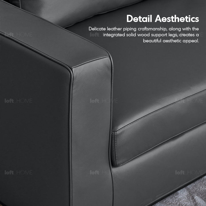 Minimalist fabric 2 seater sofa como in panoramic view.