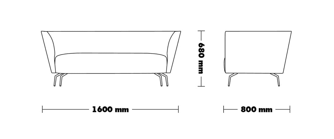 Minimalist fabric 2 seater sofa low back kas size charts.
