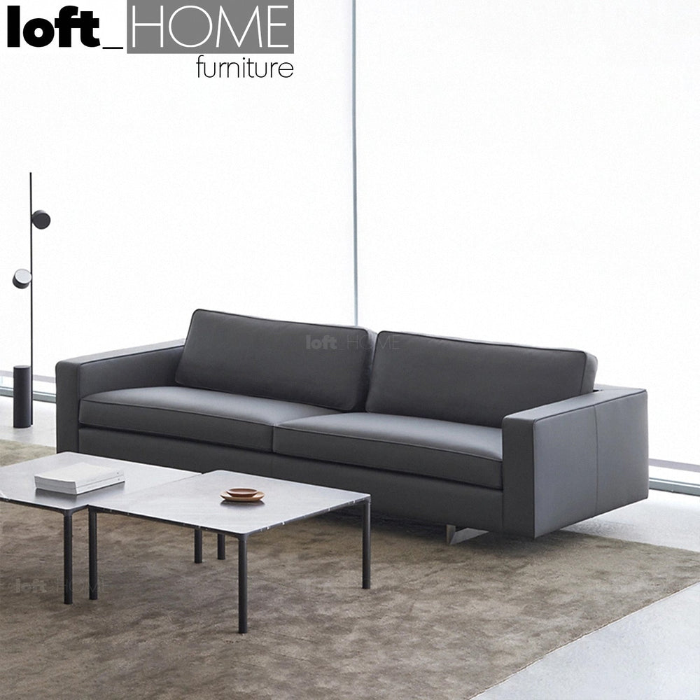 Minimalist fabric 2 seater sofa vemb primary product view.