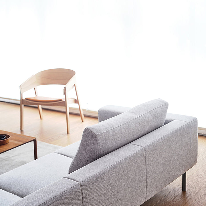 Minimalist fabric 3 seater sofa amalf in still life.
