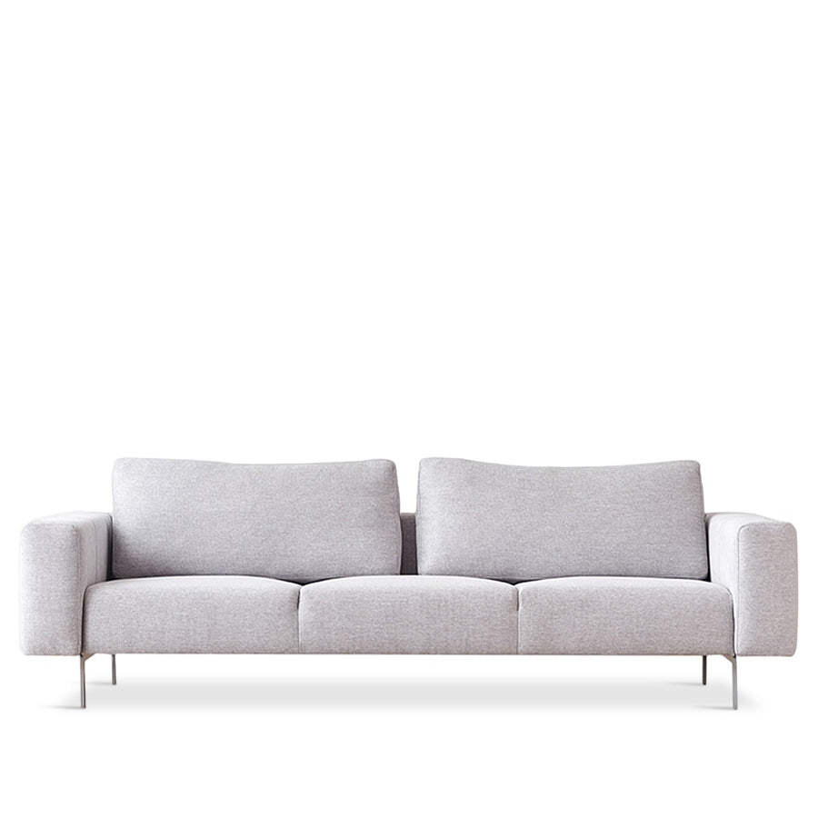 Minimalist fabric 3 seater sofa amalf in white background.