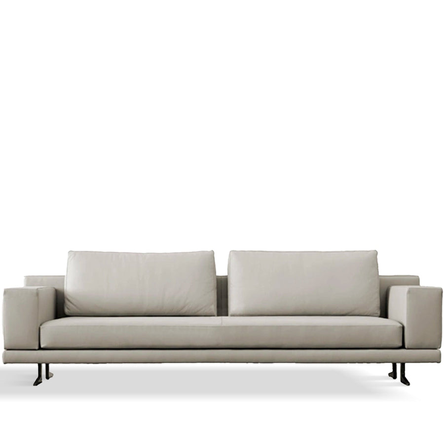 Minimalist fabric 3 seater sofa bologna in white background.