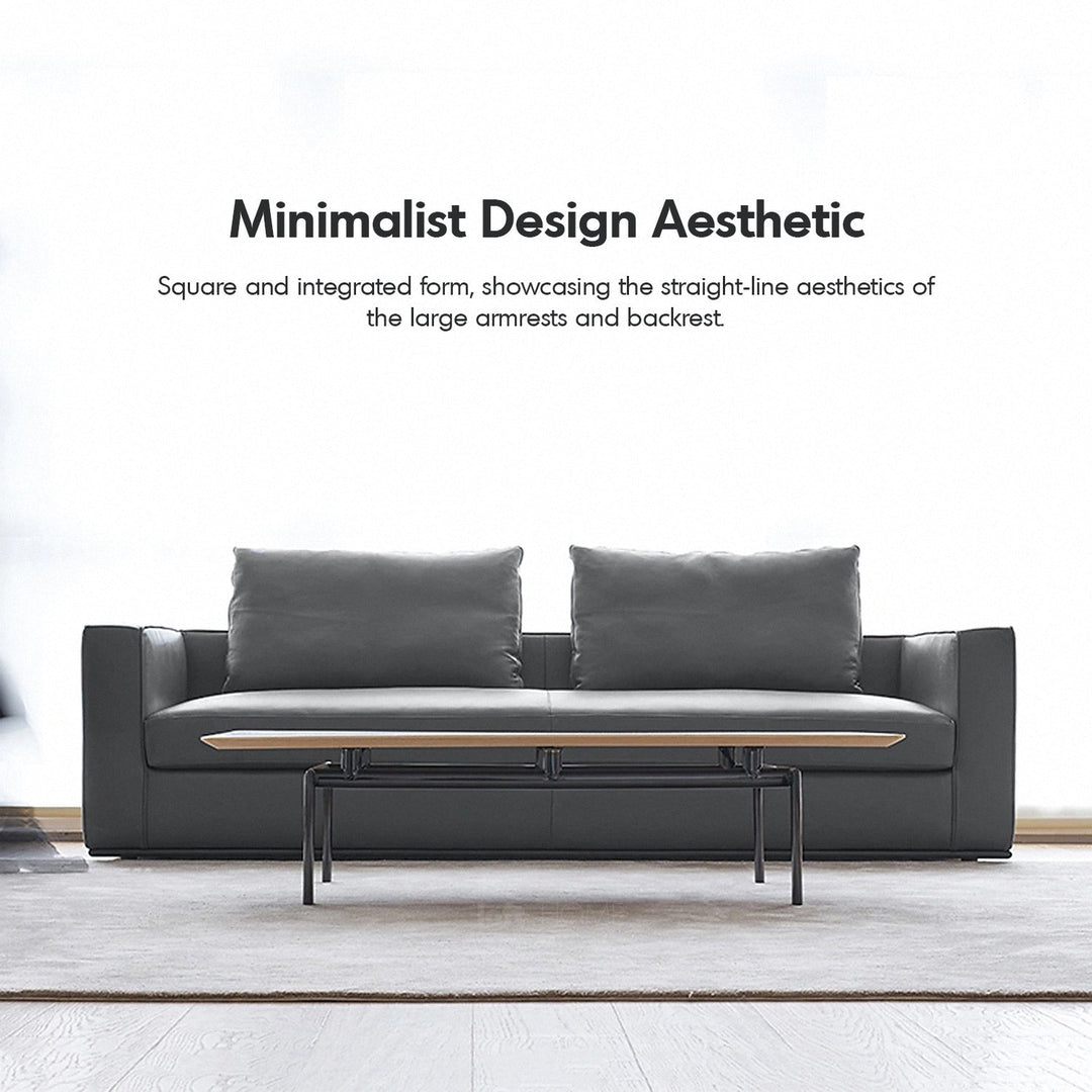 Minimalist fabric 3 seater sofa como in details.