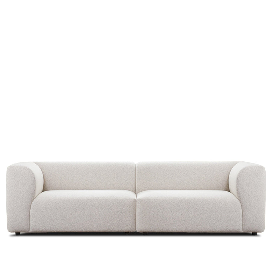 Minimalist fabric 3 seater sofa flower in white background.