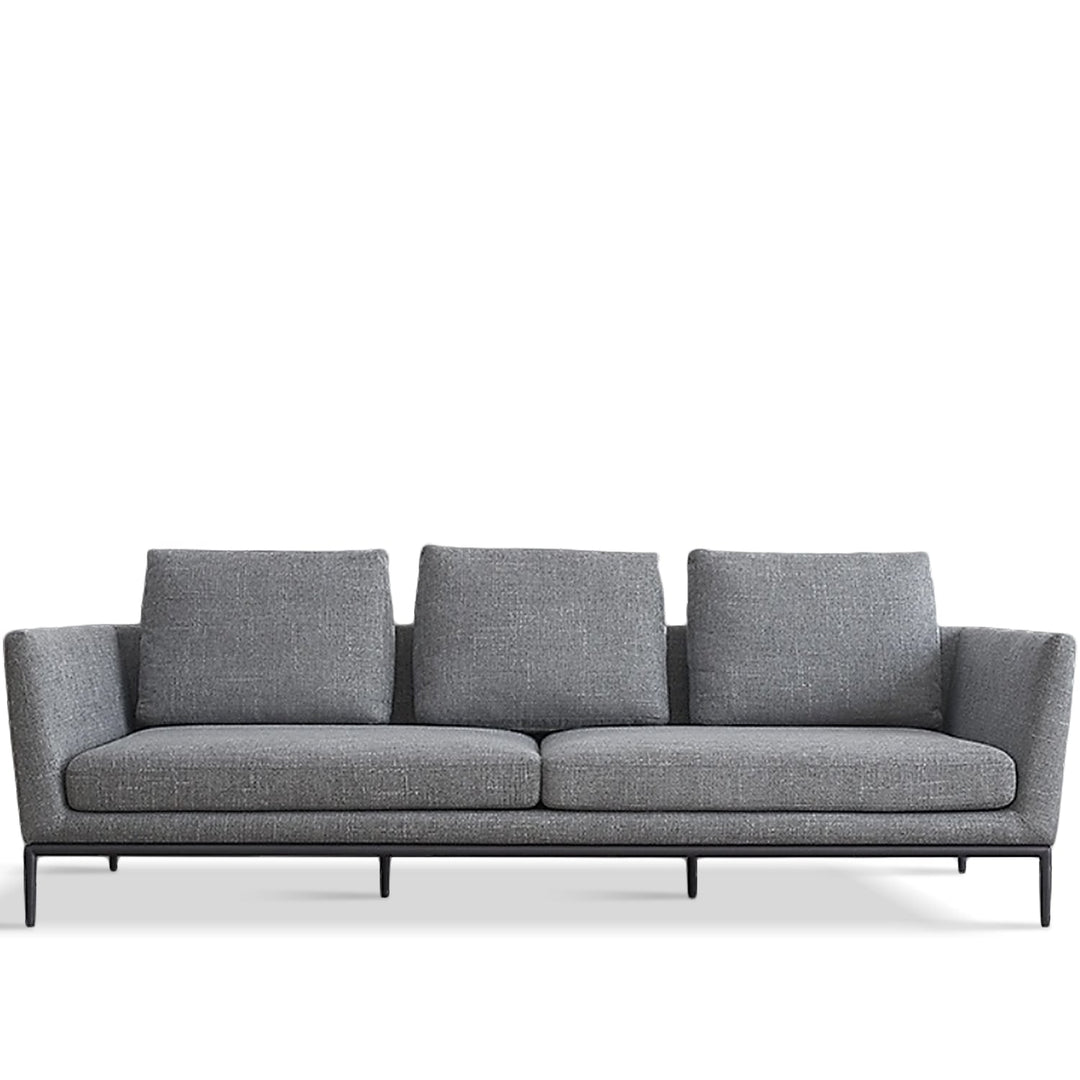 Minimalist fabric 3 seater sofa grace in white background.