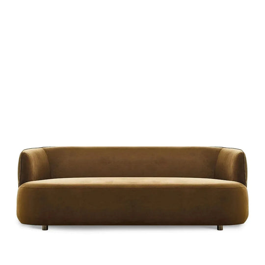 Minimalist fabric 3 seater sofa heb in white background.