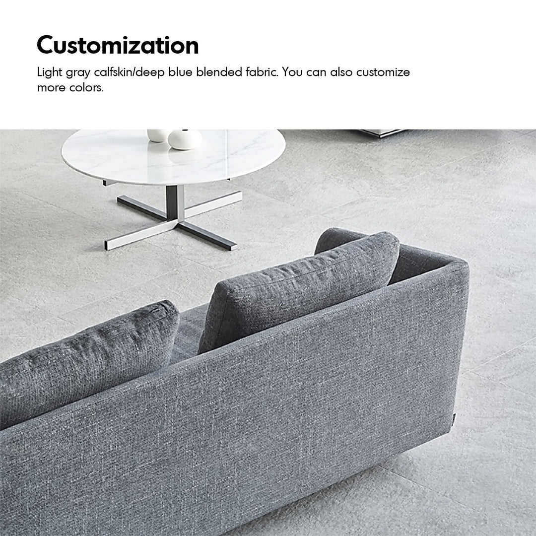 Minimalist fabric 3 seater sofa mlini in details.